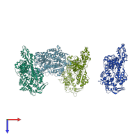 PDB entry 1w8j coloured by chain, top view.