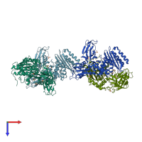 PDB entry 1w8q coloured by chain, top view.