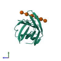 PDB entry 1w8t coloured by chain, side view.