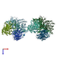 PDB entry 1w91 coloured by chain, top view.