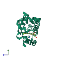 PDB 1w92 coloured by chain and viewed from the side.
