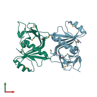 PDB entry 1w94 coloured by chain, front view.