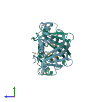 PDB entry 1w94 coloured by chain, side view.