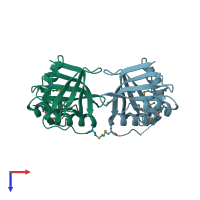 PDB entry 1w94 coloured by chain, top view.