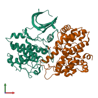 PDB entry 1w98 coloured by chain, front view.