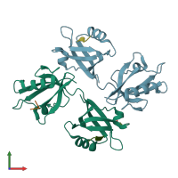 PDB entry 1w9e coloured by chain, front view.