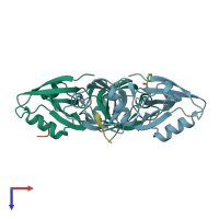 PDB entry 1w9e coloured by chain, top view.
