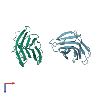 PDB entry 1w9f coloured by chain, top view.