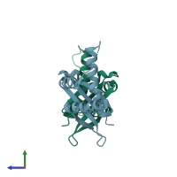 PDB entry 1w9g coloured by chain, side view.