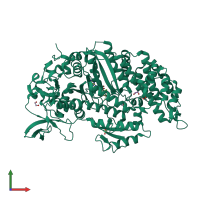 PDB entry 1w9j coloured by chain, front view.