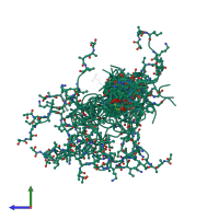 PDB entry 1w9n coloured by chain, ensemble of 20 models, side view.