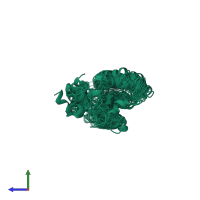 PDB entry 1w9r coloured by chain, ensemble of 19 models, side view.