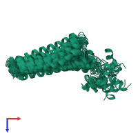 PDB entry 1w9r coloured by chain, ensemble of 19 models, top view.