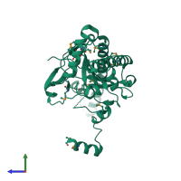 PDB entry 1w9y coloured by chain, side view.