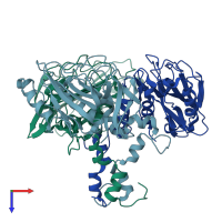 PDB entry 1w9z coloured by chain, top view.