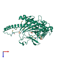 PDB entry 1wa6 coloured by chain, top view.