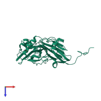 PDB entry 1wae coloured by chain, top view.