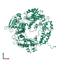 Monomeric assembly 1 of PDB entry 1waf coloured by chemically distinct molecules, front view.