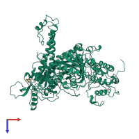 Monomeric assembly 1 of PDB entry 1waf coloured by chemically distinct molecules, top view.