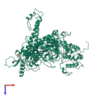 Monomeric assembly 2 of PDB entry 1waf coloured by chemically distinct molecules, top view.