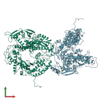 PDB entry 1waf coloured by chain, front view.