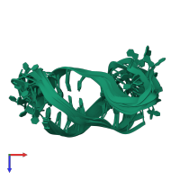 PDB entry 1wan coloured by chain, ensemble of 7 models, top view.