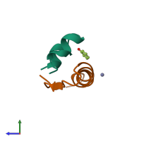 Hetero dimeric assembly 2 of PDB entry 1wav coloured by chemically distinct molecules, side view.