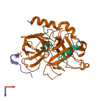 PDB entry 1way coloured by chain, top view.