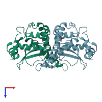 PDB entry 1wb7 coloured by chain, top view.
