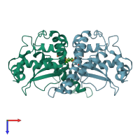 PDB entry 1wb8 coloured by chain, top view.