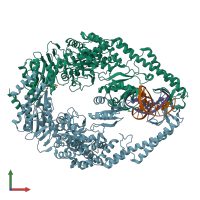 PDB entry 1wbb coloured by chain, front view.