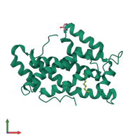 PDB entry 1wbe coloured by chain, front view.