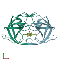 PDB entry 1wbm coloured by chain, front view.