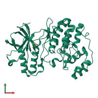 PDB entry 1wbo coloured by chain, front view.