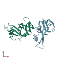 PDB entry 1wbu coloured by chain, front view.