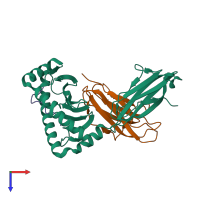 PDB entry 1wbx coloured by chain, top view.