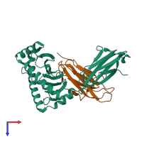 PDB entry 1wby coloured by chain, top view.
