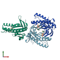 PDB entry 1wc1 coloured by chain, front view.