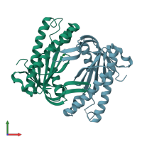 PDB entry 1wc3 coloured by chain, front view.