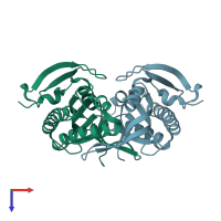 PDB entry 1wc4 coloured by chain, top view.