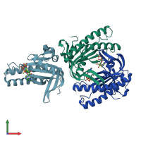 PDB entry 1wc6 coloured by chain, front view.
