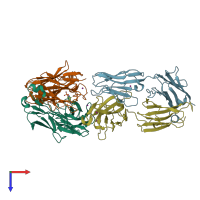 PDB entry 1wc7 coloured by chain, top view.