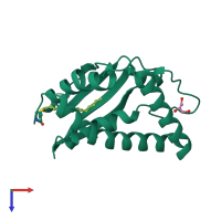 PDB entry 1wc9 coloured by chain, top view.