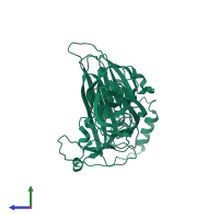 PDB entry 1wcd coloured by chain, side view.
