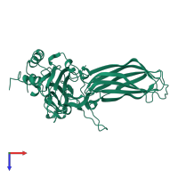 PDB entry 1wcd coloured by chain, top view.