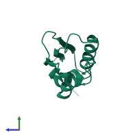 PDB entry 1wcj coloured by chain, side view.