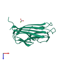 PDB entry 1wck coloured by chain, top view.
