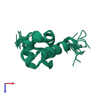 PDB entry 1wcn coloured by chain, ensemble of 19 models, top view.