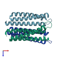 PDB entry 1wcr coloured by chain, top view.