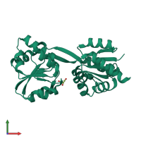 PDB entry 1wcw coloured by chain, front view.